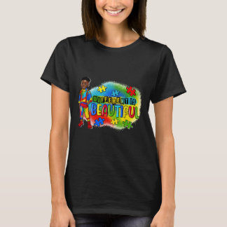 T-shirt L'Autisme Enfant Noir Différent Est Beau Autisme A