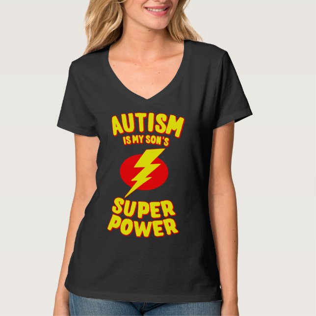 T-shirt L'autisme est ma super puissance de fils (Devant)