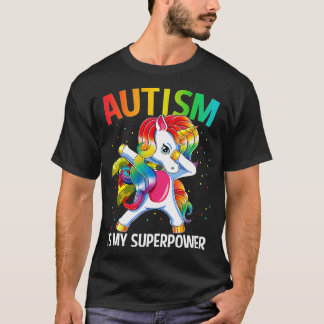 T-shirt L'autisme est ma superpuissance Dabbing Unicorne 