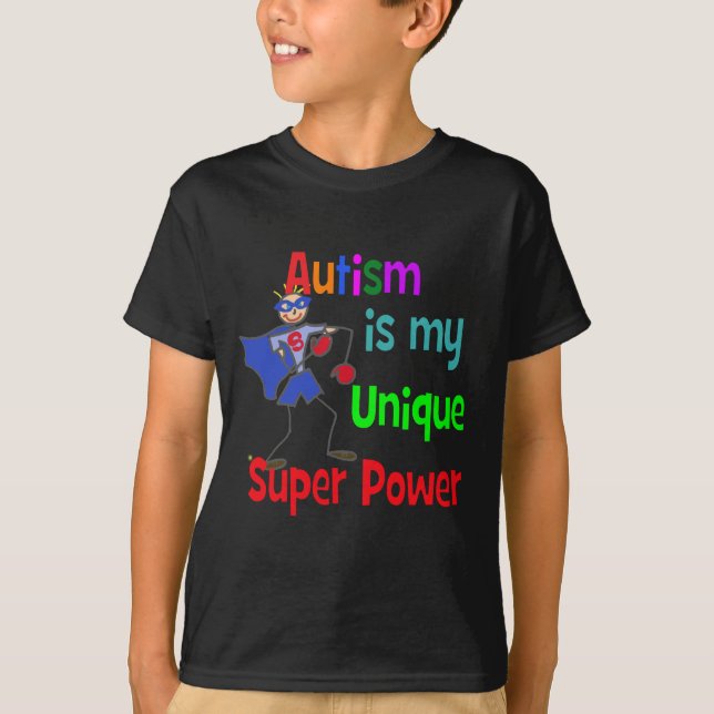 T-shirt L'autisme est mon super pouvoir unique (Devant)