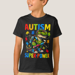 T-shirt L'autisme est mon superpouvoir dino t rex puzzle