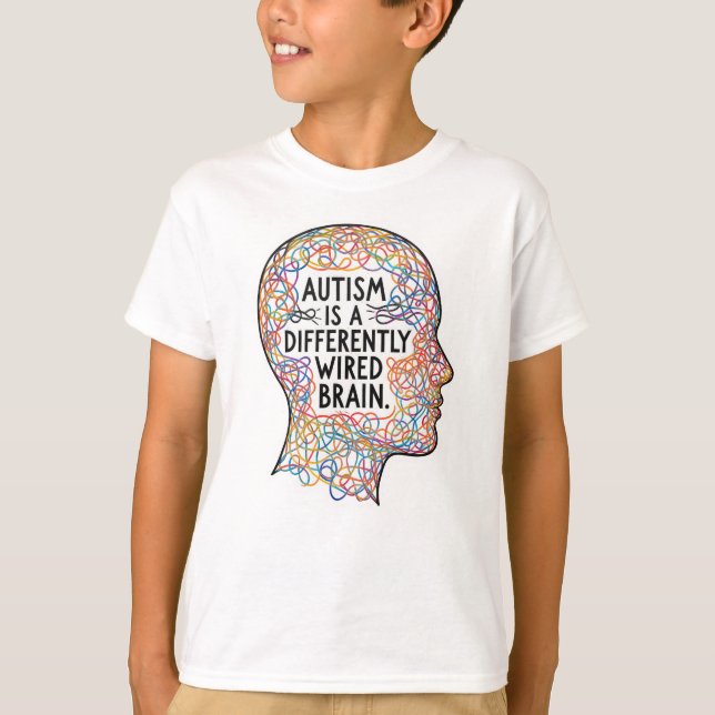 T-shirt L'autisme est une autre courbe de cerveau filaire (Devant)