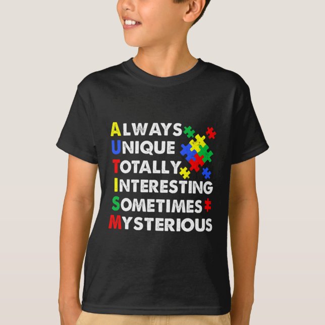 T-shirt L'autisme toujours unique (Devant)