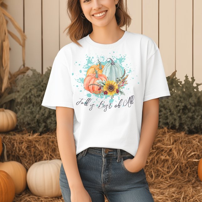 T-shirt L'automne est le meilleur Citrouille de tous (Watercolor Fall is Best of All Top)