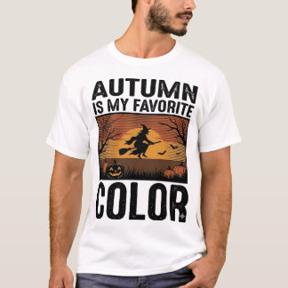 T-shirt L'automne est ma couleur préférée Halloween Sorciè