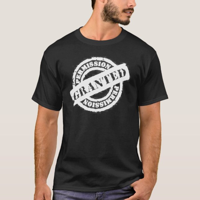 T-shirt l'autorisation de timbre a accordé le blanc (Devant)