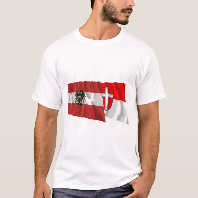 T-shirt L'Autriche et les drapeaux de ondulation de Wien (Devant)