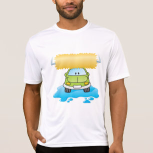 T-shirt Lavage de voiture de dessin animé vert heureux pet