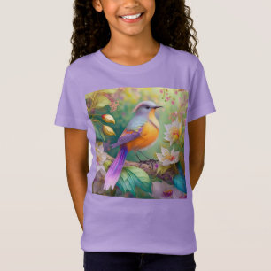 T-Shirt Lavande Tête Orange Breased Imaginaire Oiseau