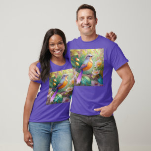 T-shirt Lavande Tête Orange Breased Imaginaire Oiseau