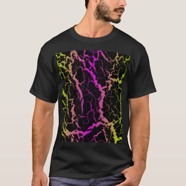T-shirt Lave spatiale fissurée - Citron/Rose (Devant)