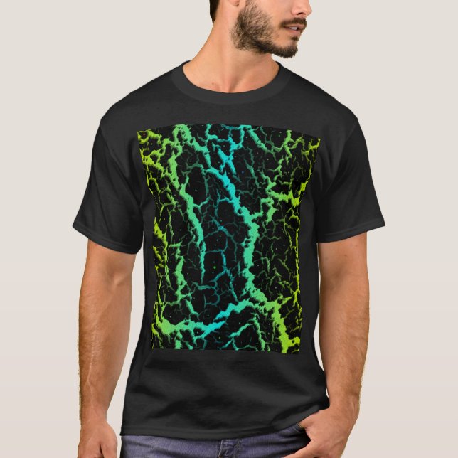 T-shirt Lave spatiale fissurée - Lime/Cyan (Devant)