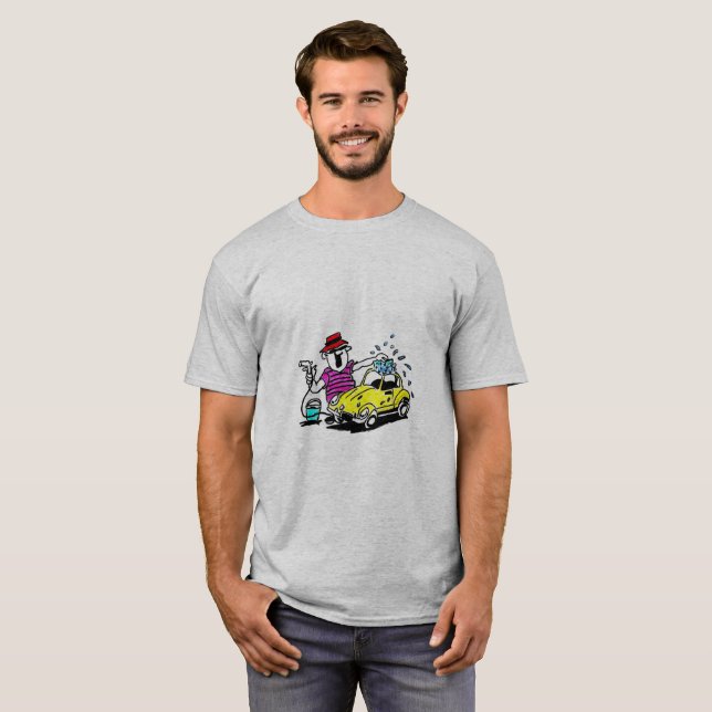 T-SHIRT - LAVE-VOITURE DE CARTOON (Devant entier)
