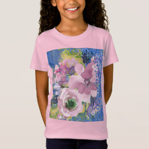 T-Shirt Lavender Blues Aquarelle Parties scintillant flora
