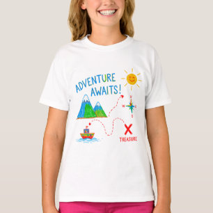 T-shirt L'aventure Attend Carte Trésor Enfants Dessin