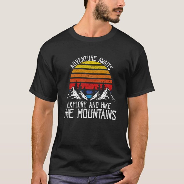 T-shirt L'aventure Attend Explorer Randonnée Sentiers de M (Devant)