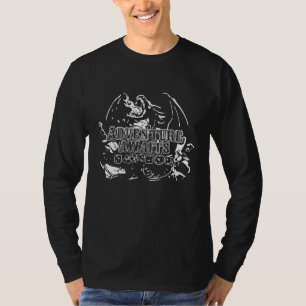 T-shirt L'aventure attend le lineart blanc