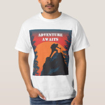 L'aventure Attend Silhouette de Montagne Coucher d