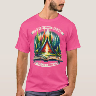 T-shirt L'aventure commence à votre bibliothèque Activité