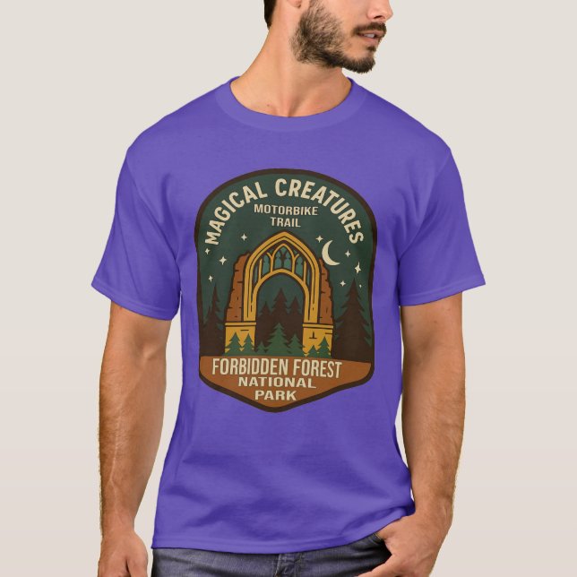 T-shirt L'aventure de moto de créatures magiques de Hagrid (Devant)