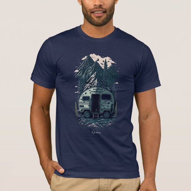 T-shirt L'aventure nomade du camping-car de Wanderer (Devant)