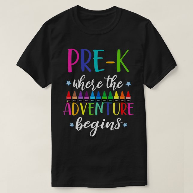T-shirt L'aventure pré-K de l'enseignant commence le premi (Design devant)