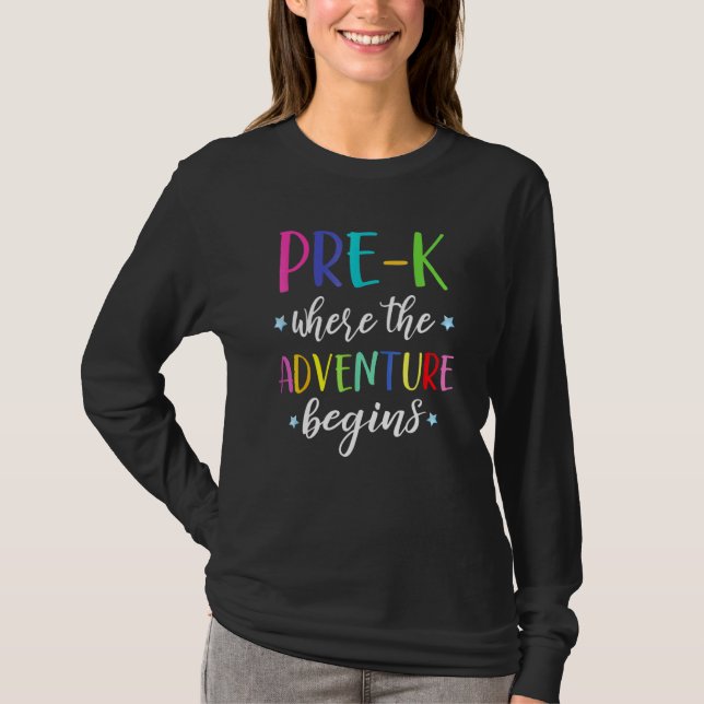 T-shirt L'aventure pré-K de l'enseignant commence le premi (Devant)