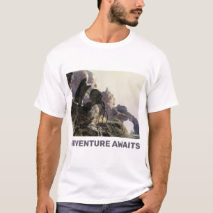 T-shirt L'aventure vous attend. Paysage fantastique