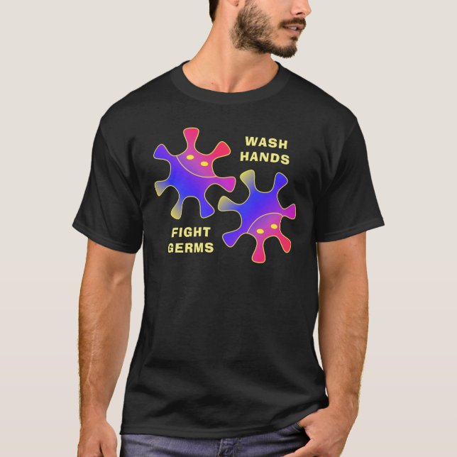 T-shirt Laver les mains combattre les germes Funny bugs vi (Devant)