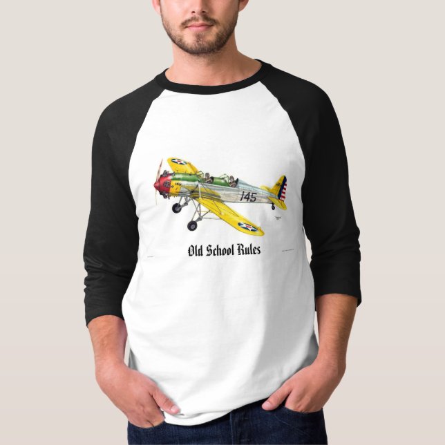 T-shirt L'avion de style ancien avec la "VIEILLE ÉCOLE (Devant)