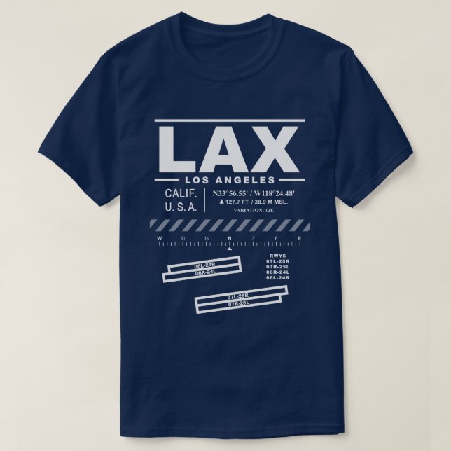 T-shirt LAX de l'aéroport international de Los Ang (Design devant)