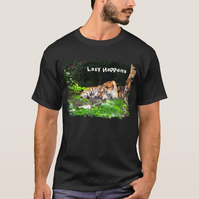 T-shirt Lazy arrive le tigre de Sibérie (Devant)