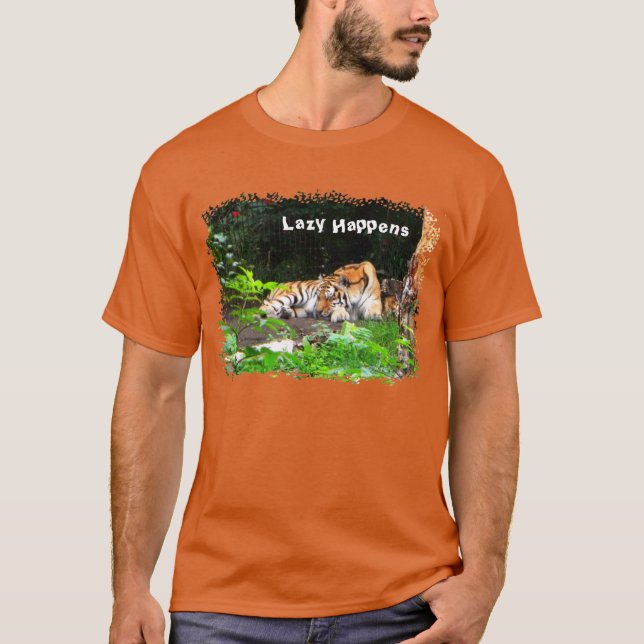 T-shirt Lazy arrive le tigre de Sibérie (Devant)