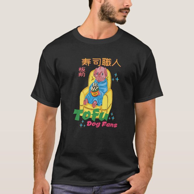 T-shirt lazy dog eating Tofu Pun for Tofu fans Asian Vegan (Devant)