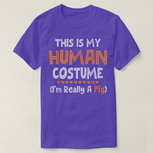 T-shirt Lazy Halloween, C'est mon costume humain Je suis v (Design devant)