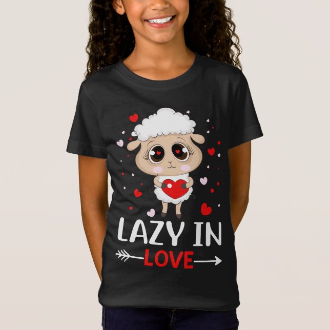 T-Shirt Lazy in Love Sheep pour célibataires de la Saint-V (Devant)