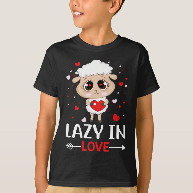 T-shirt Lazy in Love Sheep pour célibataires de la Saint-V (Devant)