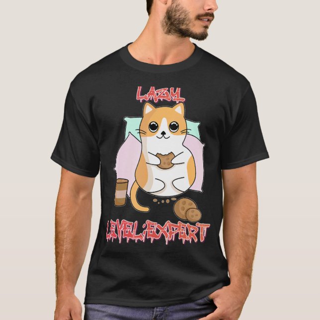 T-shirt Lazy Level Expert Lazy Cat Graphic (Devant)