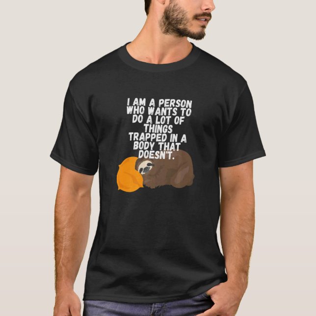 T-shirt Lazy Sleeping Sloth Sleep Bedtime (Devant)