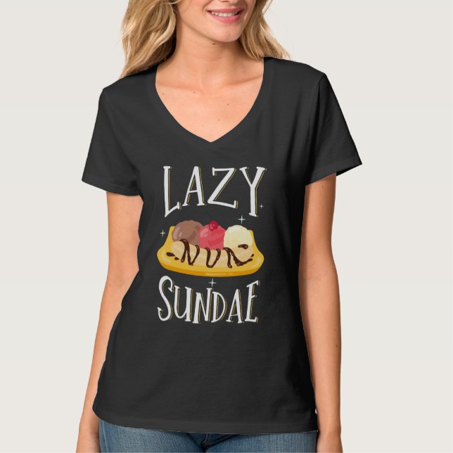 T-shirt Lazy Sundae Banana Popsicle Split Ice Cream Sweet  (Devant)