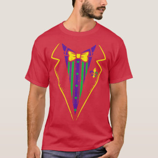 T-shirt Lazy Tuxedo Costume Bow Cravate drôle Mardi Gras C