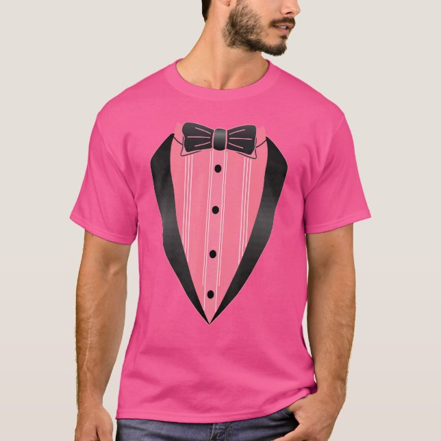 T-shirt Lazy Tuxedo Costume rose Easy Bow Cravate tenue Co (Devant)