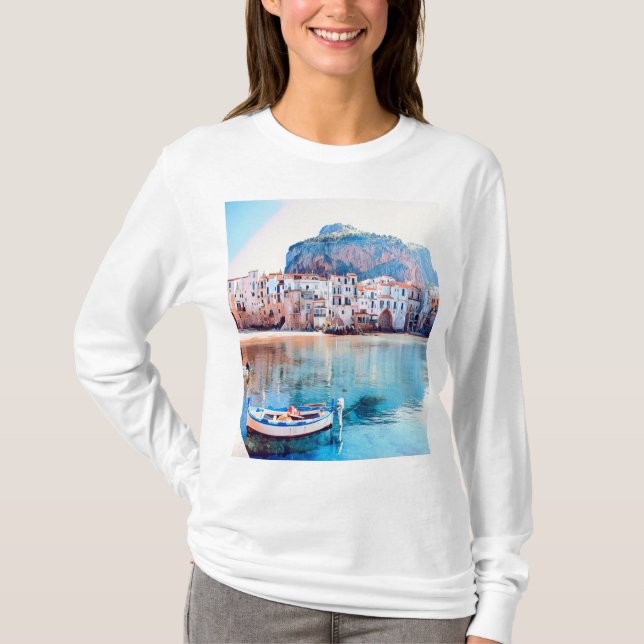 T-shirt ldp CEFALÙ - Sicile - plage - panorama (Devant)