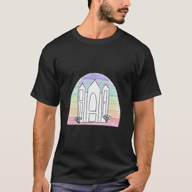 T-shirt LDS Salt Lake City Temple arc-en-ciel couchant mor (Devant)