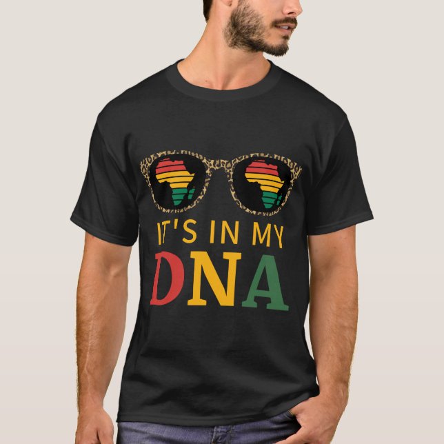 T-shirt Le 11 juin dans mon ADN Afrique Leopard Black Hist (Devant)