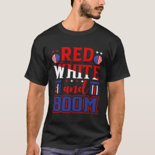 T-shirt Le 4 juillet 4 juillet Rouge Blanc et Boom