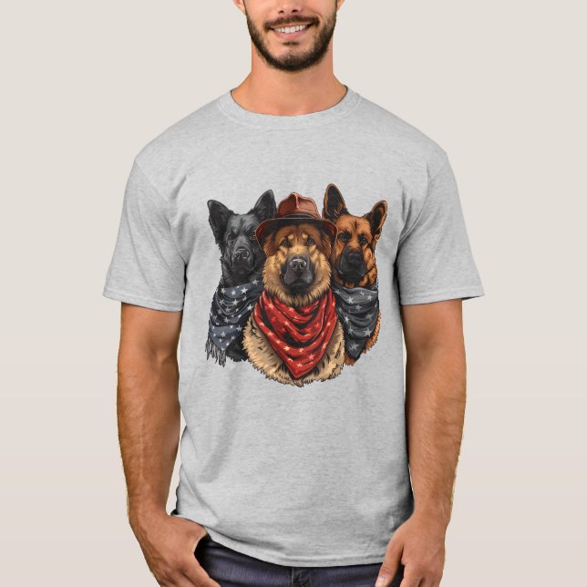 T-shirt Le 4 Juillet Chiens De Berger Allemands (Devant)