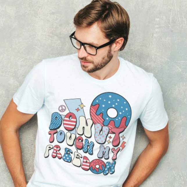 T-shirt Le 4 juillet, les hommes rétro 'Donut Touch My Fre (Créateur téléchargé)