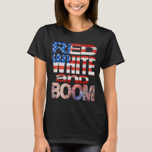 T-shirt Le 4 Juillet Rouge Blanc Et Boom Feu D'Oeuvre Fina