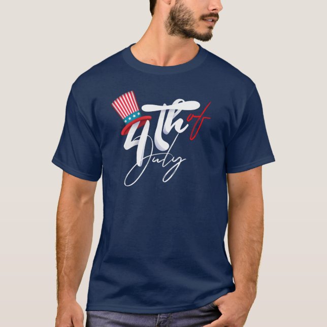 T-shirt Le 4 juillet Texte et un Casquette patriotique (Devant)